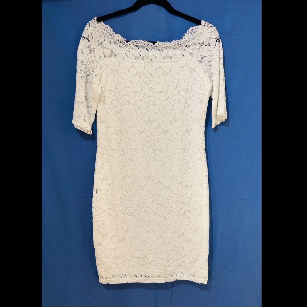 Bridal Haul | NWT White Off the Shoulder Lace Sheath Mini Dress